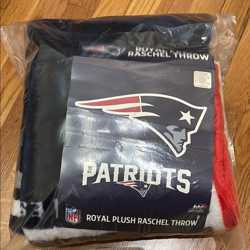 NWT NFL Patriots Royal Plush Throw Blanket 50” X 60”
